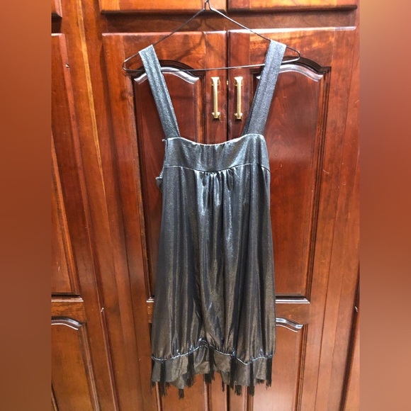 Great Gatsby Flapper Style Fringe Sequin Silver Pewter Grey Dress Sz M - Picture 4 of 7